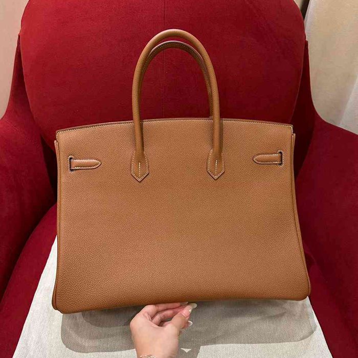 HERMES バーキン 40cm カーフレザー ブラウン ハンドバッグ セミハンドメイド 金具ゴールド/シルバー 40cm Birkin 40cm サイズ:40cm