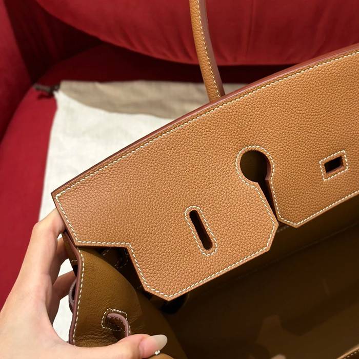 HERMES バーキン 40cm カーフレザー ブラウン ハンドバッグ セミハンドメイド 金具ゴールド/シルバー 40cm Birkin 40cm サイズ:40cm