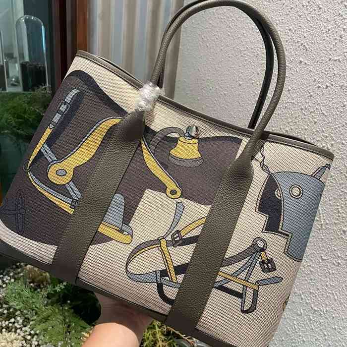 HERMES ガーデン 36cm カーフレザー ハンドバッグ セミハンドメイド 36cm Garden 36cm サイズ:36cm