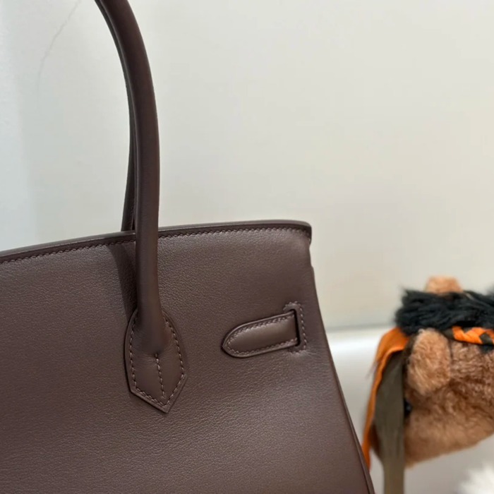 HERMES バーキン 29cm カーフスキン エボニー色 ショルダーバッグ セミハンドメイド 金具シルバー 29cm Birkin 29cm サイズ:29cm