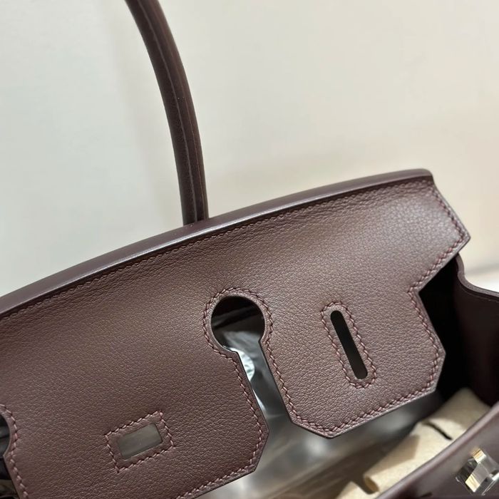 HERMES バーキン 29cm カーフスキン エボニー色 ショルダーバッグ セミハンドメイド 金具シルバー 29cm Birkin 29cm サイズ:29cm