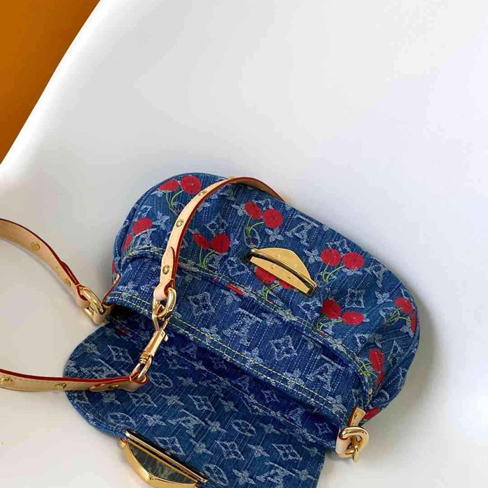 LOUIS VUITTON M13680 牛皮 モノグラム デニム ハンドバッグ 27x18cm サイズ:27x18cm