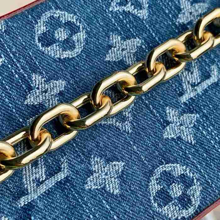 LOUIS VUITTON M83043 モノグラム デニム リュックサック リュックチェーン 20.5x17.5x8.8cm サイズ:20.5x17.5x8.8cm