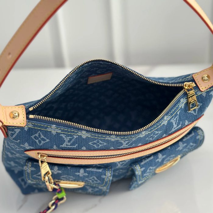 LOUIS VUITTON M27329 デニム 配色 ブルー ショルダーバッグ レディースショルダーチェーン サイズ:30.0x22.0x13.0cm