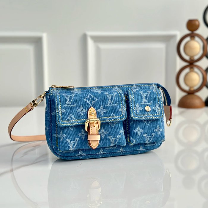 LOUIS VUITTON M27602 牛皮 ブルー 斜め掛けバッグ レディース斜め掛け脇下 23.5x14cm サイズ:23.5x14cm