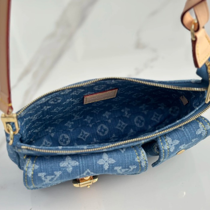 LOUIS VUITTON M27602 牛皮 ブルー 斜め掛けバッグ レディース斜め掛け脇下 23.5x14cm サイズ:23.5x14cm