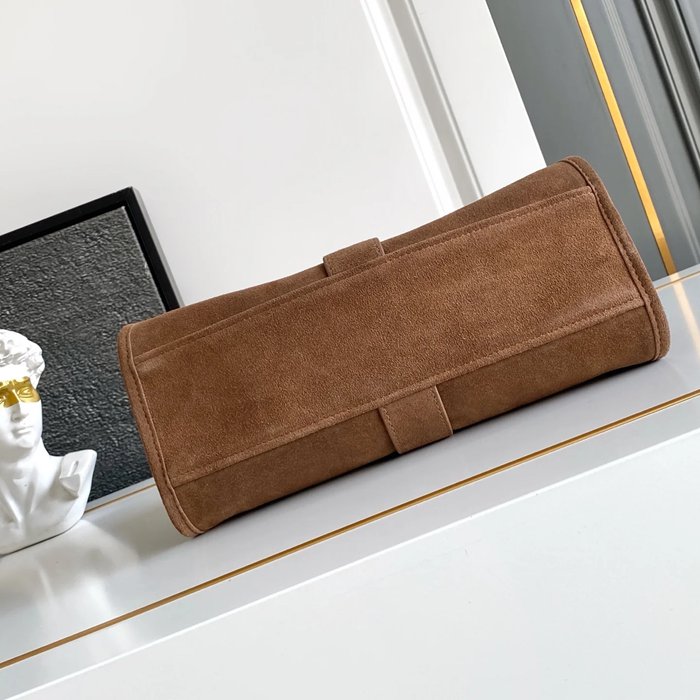 PRADA 1BG580 スエード ゴールド ショルダーバッグ、ハンドバッグ、トートバッグ トート、ミニ 26x18x12cm サイズ:26x18x12cm
