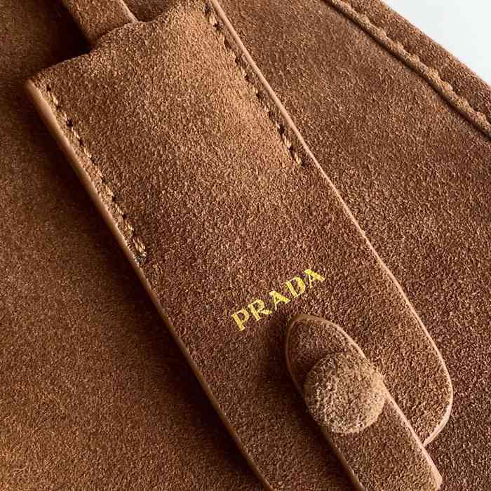 PRADA 1BG580 スエード ゴールド ショルダーバッグ、ハンドバッグ、トートバッグ トート、ミニ 26x18x12cm サイズ:26x18x12cm