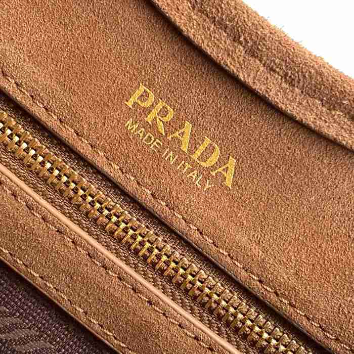 PRADA 1BG580 スエード ゴールド ショルダーバッグ、ハンドバッグ、トートバッグ トート、ミニ 26x18x12cm サイズ:26x18x12cm