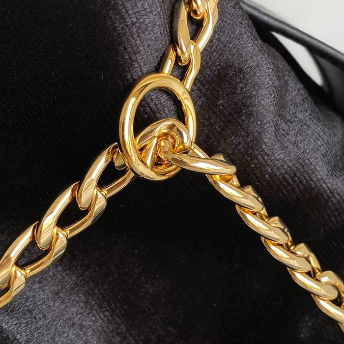 PRADA 1BE088 ナイロン、レザー ゴールド、プリント ショルダーバッグ、ハンドバッグ、チェーンバッグ、バケツバッグ ナイロン、チェーン 19x15cm サイズ:19x15cm