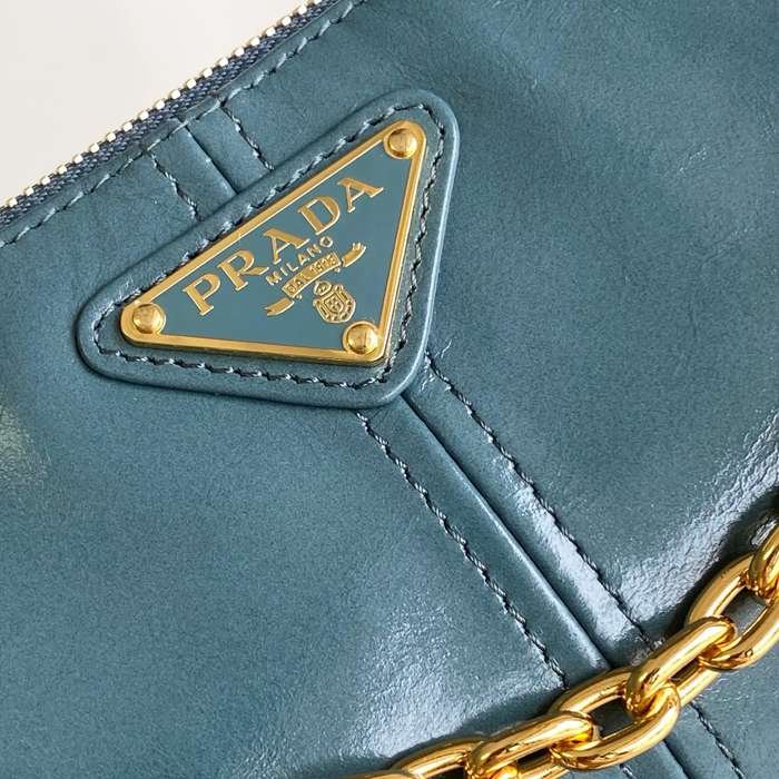 PRADA 1BC221 レザー ホワイト、ゴールド 斜め掛けバッグ、チェーンバッグ チェーン、クラシック 26x12cm サイズ:26x12cm