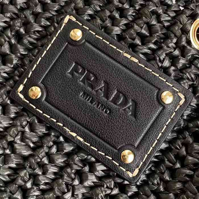PRADA 1BE068 編み、レザー ゴールド 斜め掛けバッグ、ショルダーバッグ、ハンドバッグ、バケツバッグ 編み、クラシック 20x16x10cm サイズ:20x16x10cm