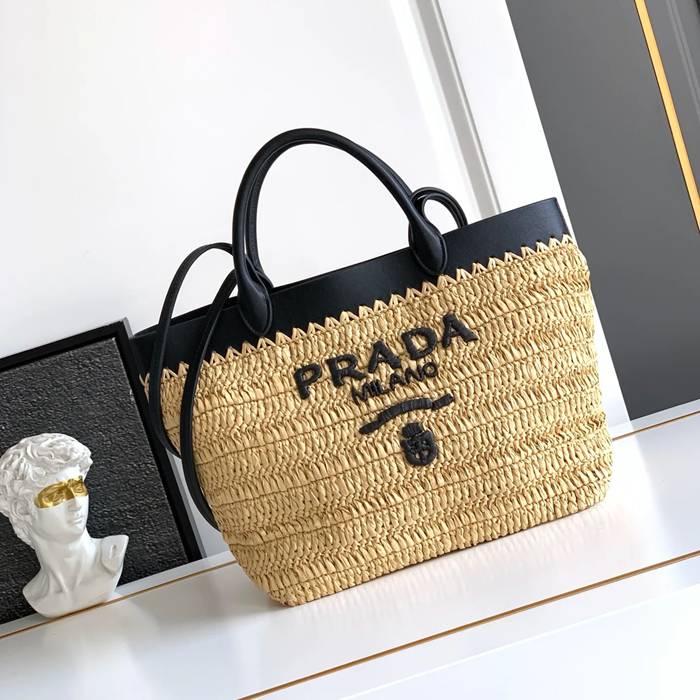 PRADA 1BG500 カーフスキン、編み プリント ショルダーバッグ、ハンドバッグ、トートバッグ 編み、トート、クラシック 26x25x15cm サイズ:26x25x15cm