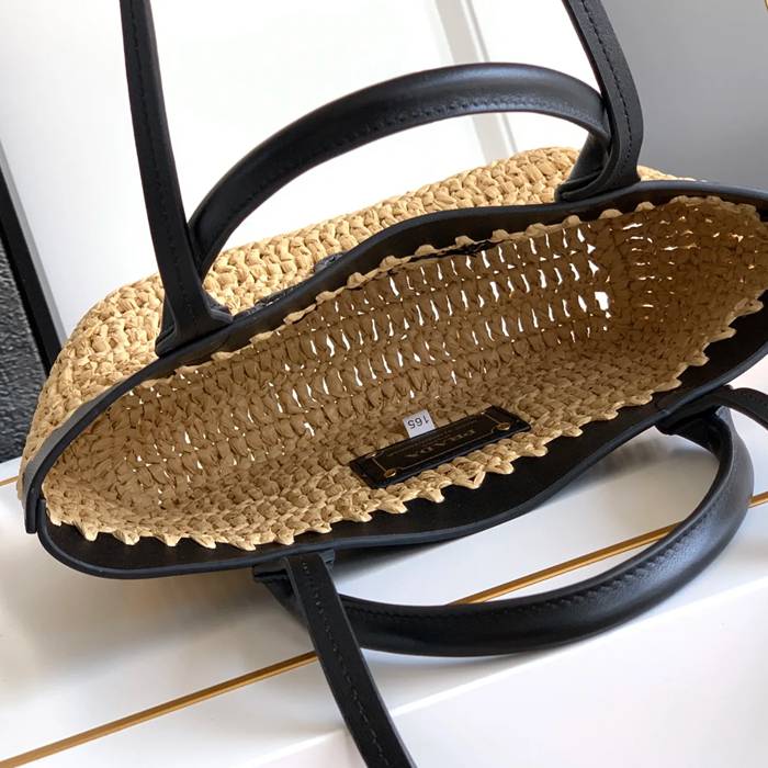 PRADA 1BG501 カーフスキン、編み プリント ショルダーバッグ、ハンドバッグ、トートバッグ 編み、トート、クラシック 21x16x10cm サイズ:21x16x10cm