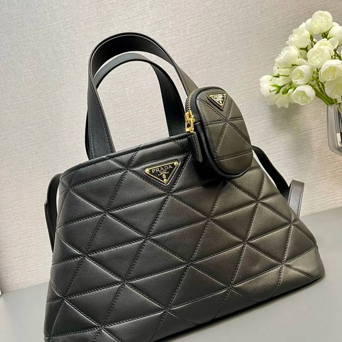 PRADA 1BG545 カーフスキン、ラムレザー プリント ショルダーバッグ、トートバッグ、ハンドバッグ トート 35x22x15cm サイズ:35x22x15cm