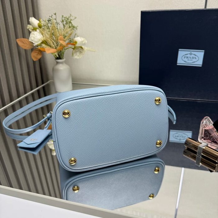 PRADA 1BA212 レザー ゴールド、プリント 斜め掛けバッグ、ショルダーバッグ、バケツバッグ クラシック 23x22x13cm サイズ:23x22x13cm
