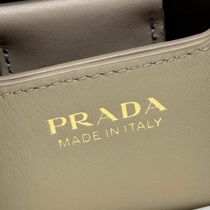 PRADA 1BA217 レザー ゴールド、プリント 斜め掛けバッグ、ショルダーバッグ、バケツバッグ クラシック、ミニ 18x17x10cm サイズ:18x17x10cm