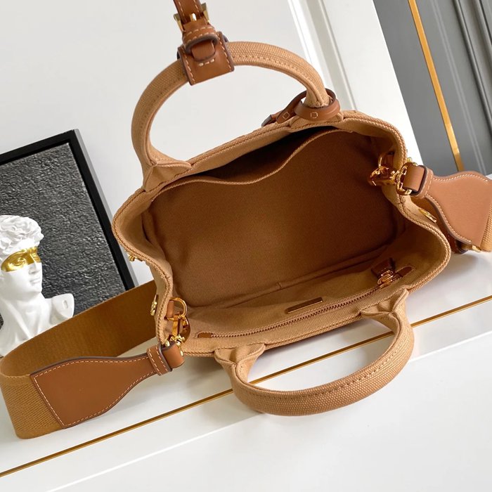 PRADA 1BA038 キャンバス、リネン プリント 斜め掛けバッグ、ショルダーバッグ、ハンドバッグ、ハンドバッグ ソフトラックス、編み、クラシック 22x15x13cm サイズ:22x15x13cm
