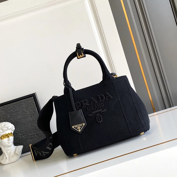 PRADA 1BG464 キャンバス、リネン プリント 斜め掛けバッグ、ショルダーバッグ、ハンドバッグ、ハンドバッグ ソフトラックス、編み、クラシック 26x19x15cm サイズ:26x19x15cm