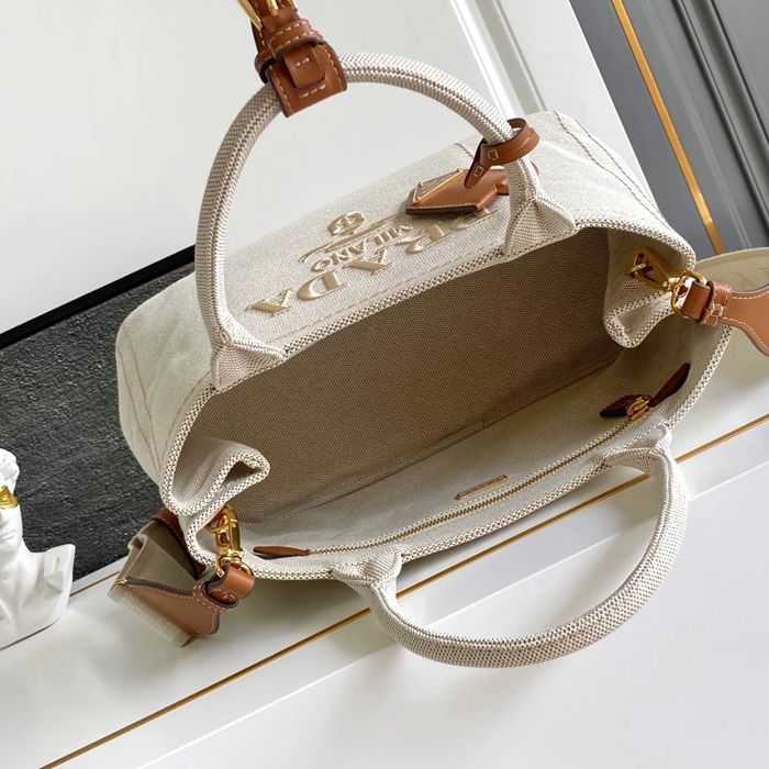 PRADA 1BG554 キャンバス、リネン プリント 斜め掛けバッグ、ショルダーバッグ、ハンドバッグ、ハンドバッグ ソフトラックス、編み、クラシック 33x20x19cm サイズ:33x20x19cm