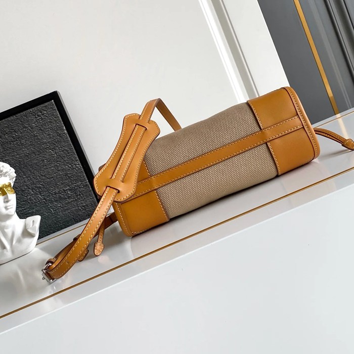 PRADA 1BA486 カーフスキン、リネン プリント 斜め掛けバッグ、ショルダーバッグ、ハンドバッグ、ハンドバッグ ソフトラックス、ヴィンテージ、ミニ 24x12cm サイズ:24x12cm