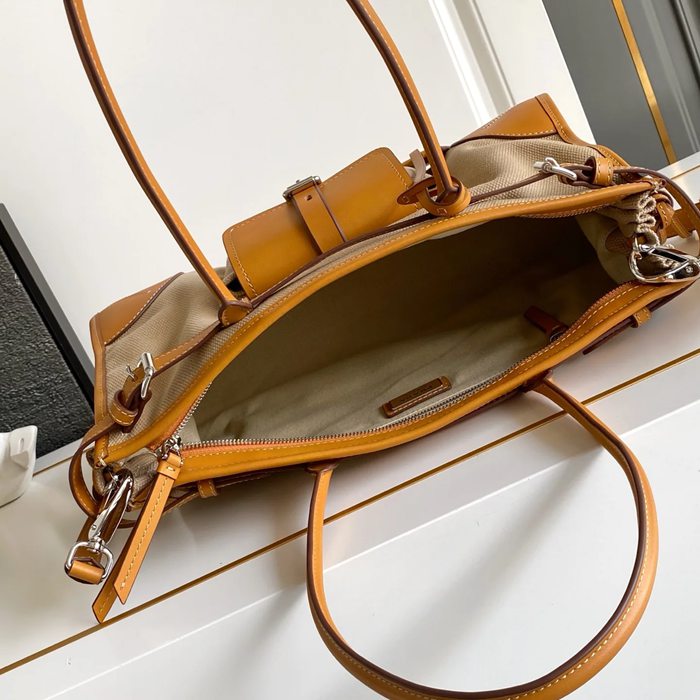 PRADA 1BA433 カーフスキン、キャンバス プリント 斜め掛けバッグ、ショルダーバッグ、ハンドバッグ、ハンドバッグ ソフトラックス、クラシック、ミニ 38x24x12cm サイズ:38x24x12cm
