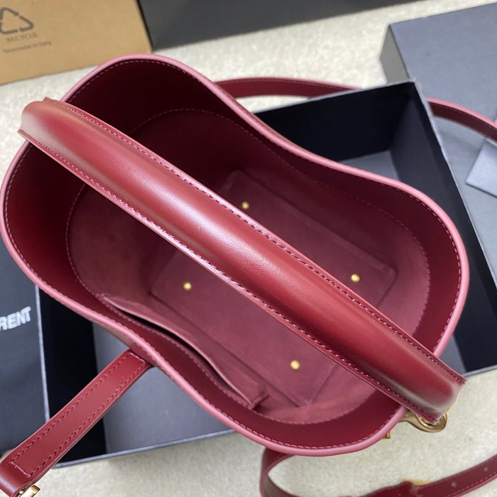 SAINT LAURENT 749036 カーフレザー、カーフ ブラック、レッド、ゴールド バケツバッグ クラシック 20x17x13cm サイズ:20x17x13cm