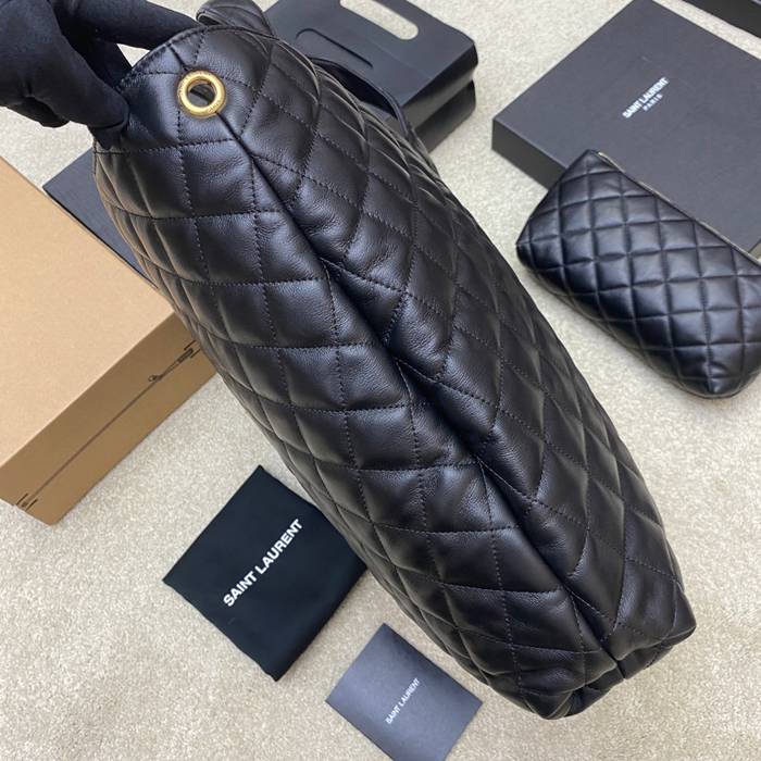 SAINT LAURENT 698651 ラムレザー ブラック、ゴールド ハンドバッグ イカール 27x13cm サイズ:27x13cm