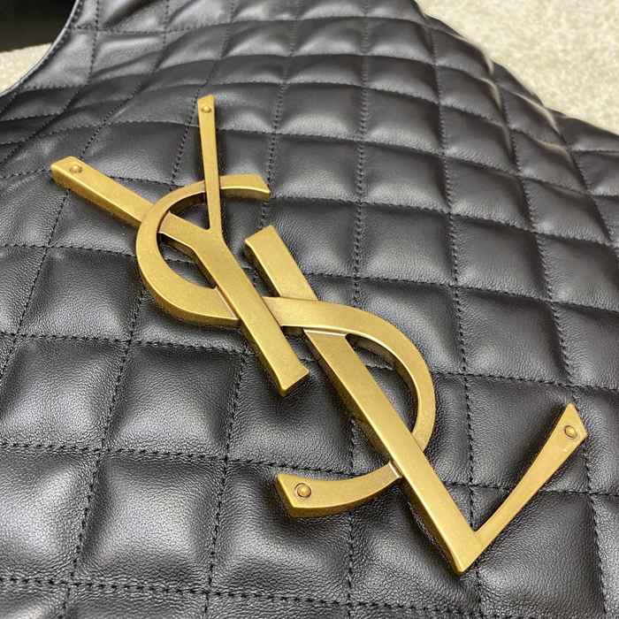 SAINT LAURENT 698651 ラムレザー ブラック、ゴールド ハンドバッグ イカール 27x13cm サイズ:27x13cm