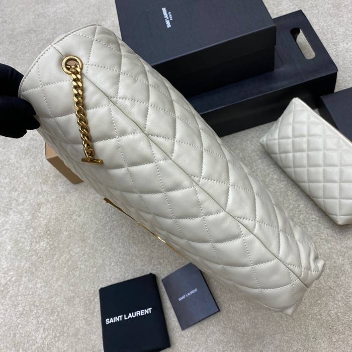 SAINT LAURENT 698651 ラムレザー ホワイト、ゴールド ハンドバッグ イカール 27x13cm サイズ:27x13cm