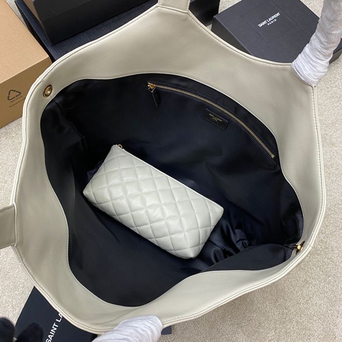 SAINT LAURENT 698651 ラムレザー ホワイト、ゴールド ハンドバッグ イカール 27x13cm サイズ:27x13cm