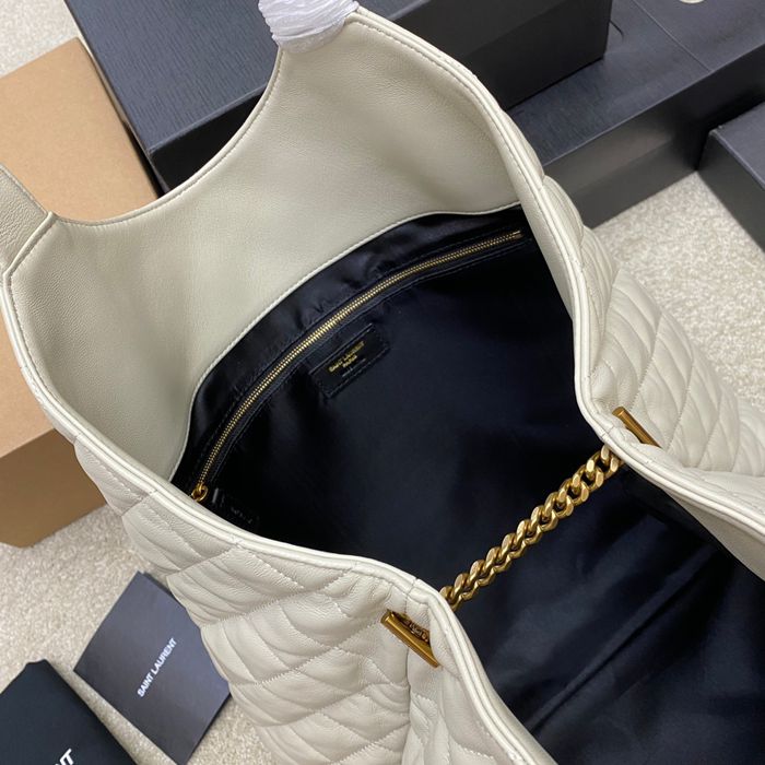 SAINT LAURENT 698651 ラムレザー ホワイト、ゴールド ハンドバッグ イカール 27x13cm サイズ:27x13cm