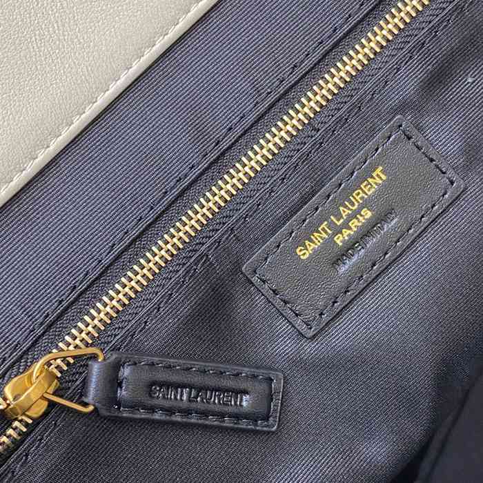 SAINT LAURENT 698651 ラムレザー ホワイト、ゴールド ハンドバッグ イカール 27x13cm サイズ:27x13cm