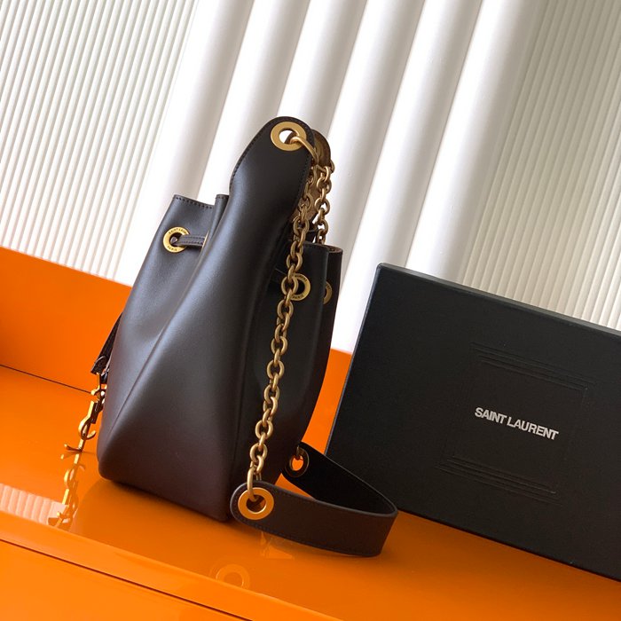 SAINT LAURENT 840888 ラムレザー、カーフレザー ゴールド バケツバッグ チェーン、ミニ 28x22cm サイズ:28x22cm