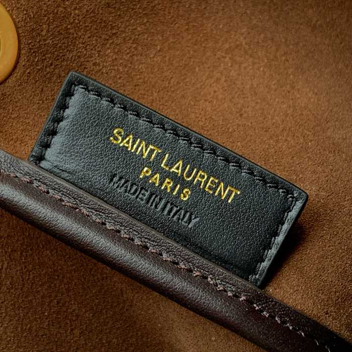 SAINT LAURENT 840888 ラムレザー、カーフレザー ゴールド バケツバッグ チェーン、ミニ 28x22cm サイズ:28x22cm