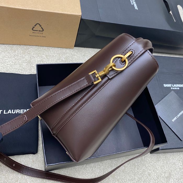 SAINT LAURENT 749036 カーフレザー、カーフ ブラック、ブラウン、ゴールド バケツバッグ クラシック 20x17x13cm サイズ:20x17x13cm