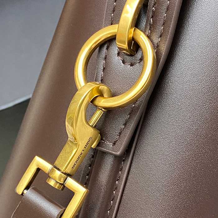 SAINT LAURENT 749036 カーフレザー、カーフ ブラック、ブラウン、ゴールド バケツバッグ クラシック 20x17x13cm サイズ:20x17x13cm