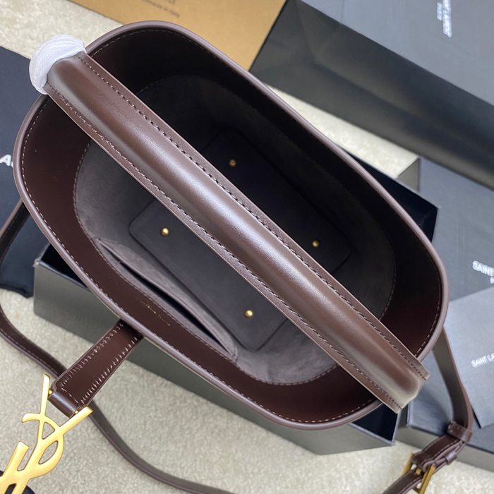 SAINT LAURENT 749036 カーフレザー、カーフ ブラック、ブラウン、ゴールド バケツバッグ クラシック 20x17x13cm サイズ:20x17x13cm