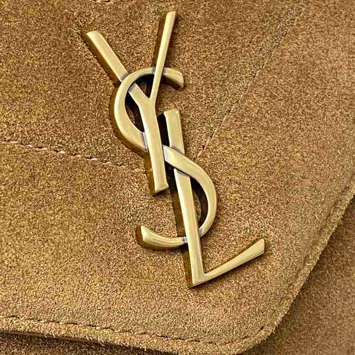 SAINT LAURENT 821749 ラムレザー、マット ブラウン、ゴールド、マット ハンドバッグ チェーン、ミニ 20x12cm サイズ:20x12cm