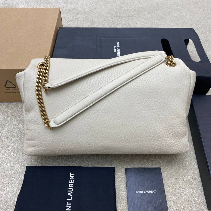 SAINT LAURENT 777399 ラムレザー、エレファント ホワイト、ゴールド、クリーム ハンドバッグ クラシック 37x21x10cm サイズ:37x21x10cm