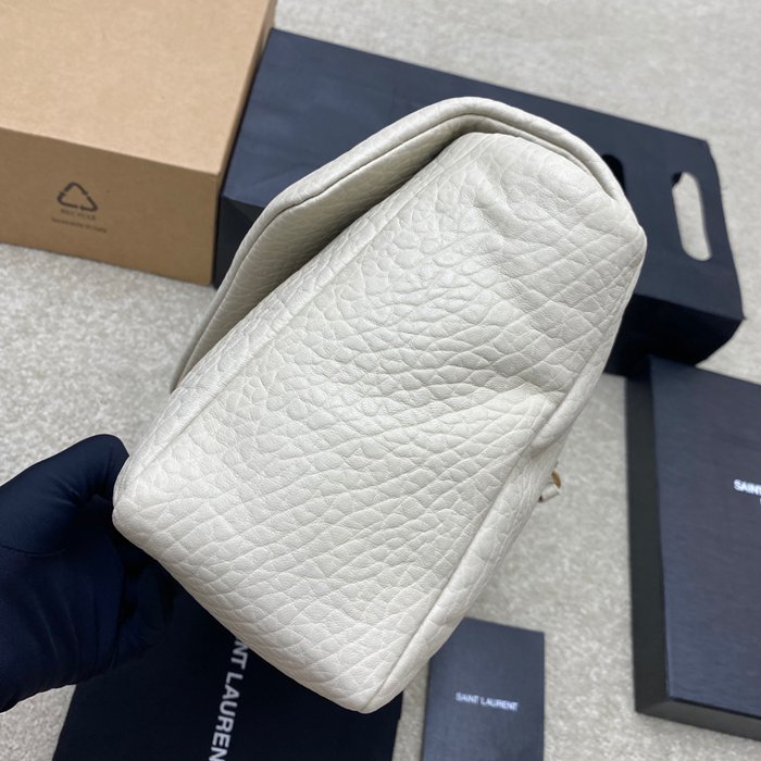 SAINT LAURENT 777399 ラムレザー、エレファント ホワイト、ゴールド、クリーム ハンドバッグ クラシック 37x21x10cm サイズ:37x21x10cm