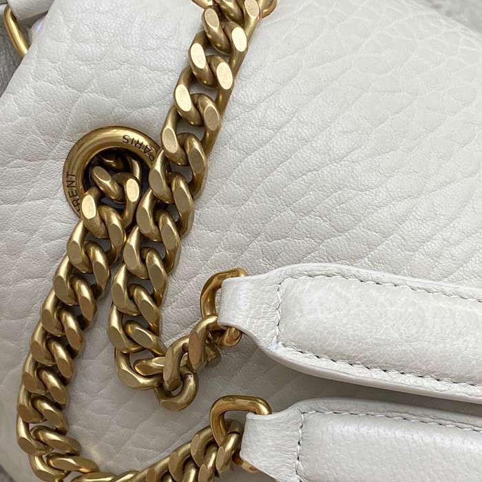 SAINT LAURENT 777399 ラムレザー、エレファント ホワイト、ゴールド、クリーム ハンドバッグ クラシック 37x21x10cm サイズ:37x21x10cm