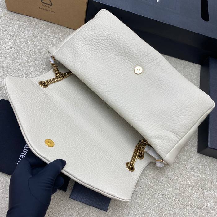 SAINT LAURENT 777399 ラムレザー、エレファント ホワイト、ゴールド、クリーム ハンドバッグ クラシック 37x21x10cm サイズ:37x21x10cm