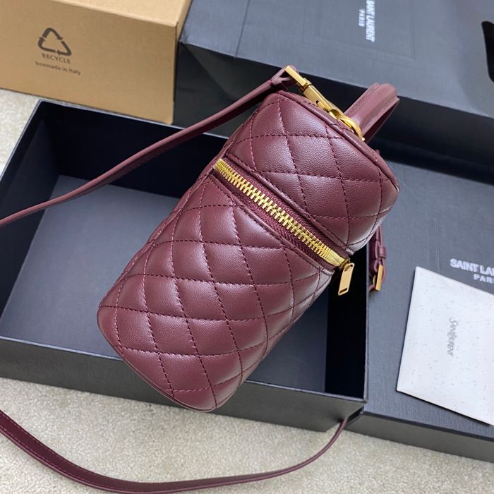 SAINT LAURENT 851572 ラムレザー レッド、ゴールド ハンドバッグ クラシック 15x8cm サイズ:22.5x15x8cm