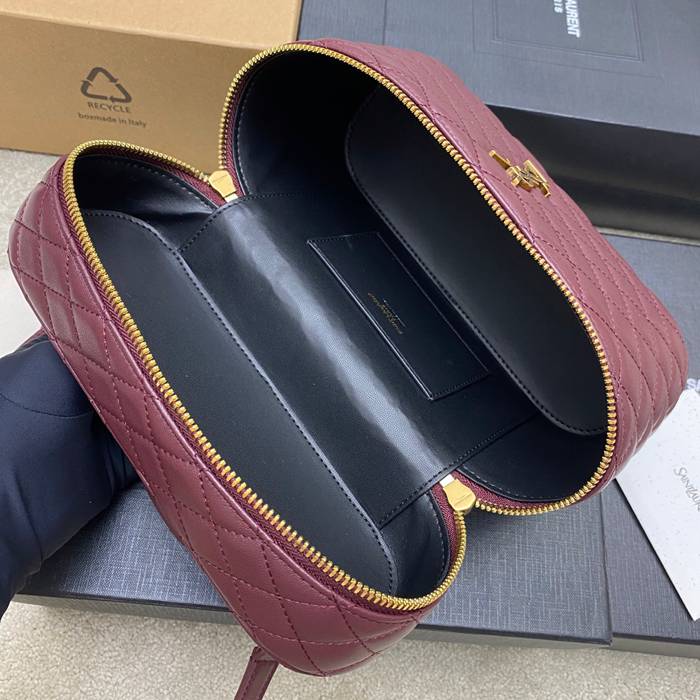 SAINT LAURENT 851572 ラムレザー レッド、ゴールド ハンドバッグ クラシック 15x8cm サイズ:22.5x15x8cm