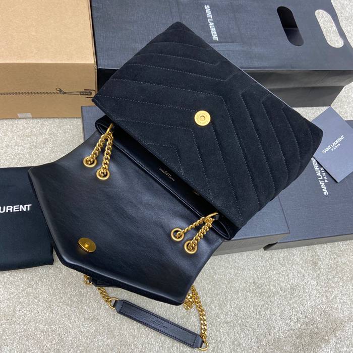 SAINT LAURENT 494699 マット ブラック、ゴールド、マット ハンドバッグ クラシック 25x17cm サイズ:25x17cm