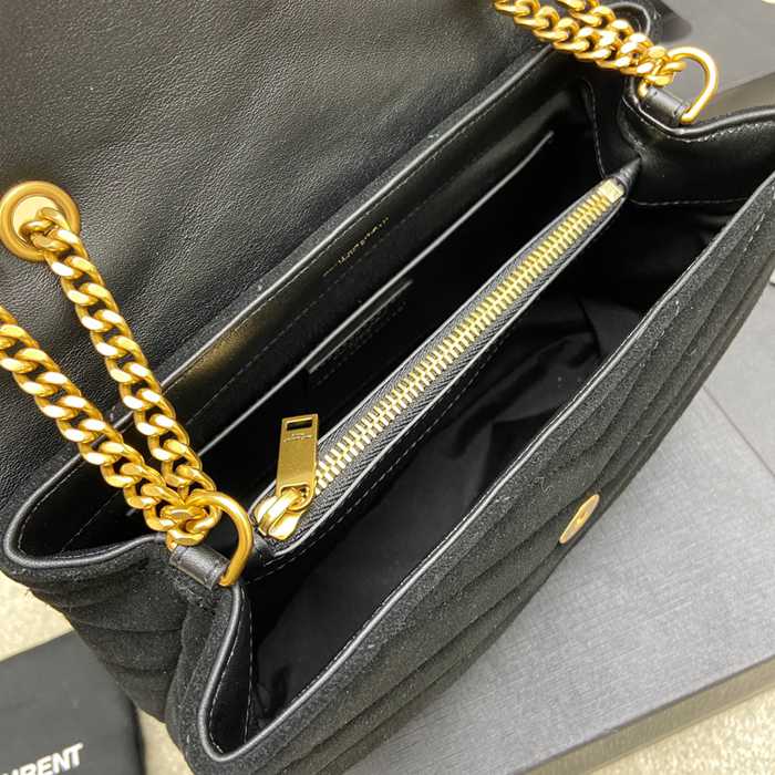 SAINT LAURENT 494699 マット ブラック、ゴールド、マット ハンドバッグ クラシック 25x17cm サイズ:25x17cm
