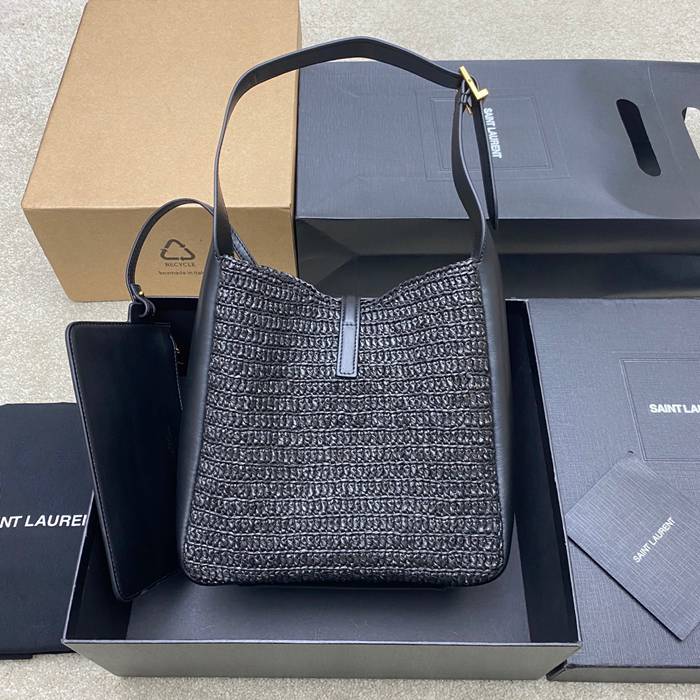 SAINT LAURENT 823812 編み ブラック、ゴールド 脇下バッグ クラシック 22x22x10cm サイズ:22x22x10cm