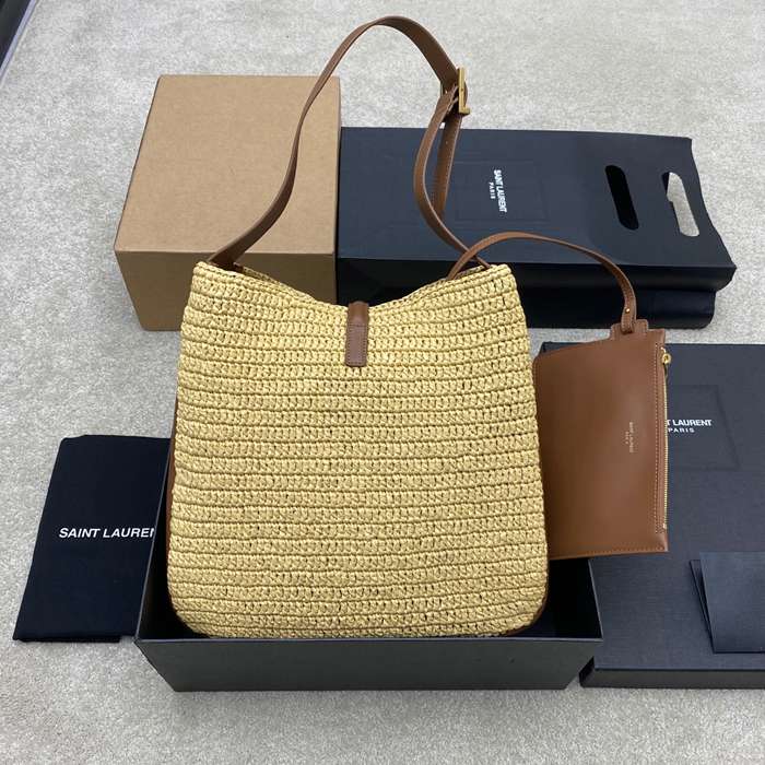 SAINT LAURENT 753837 編み ゴールド 脇下バッグ 大、クラシック 31x30x13cm サイズ:31x30x13cm