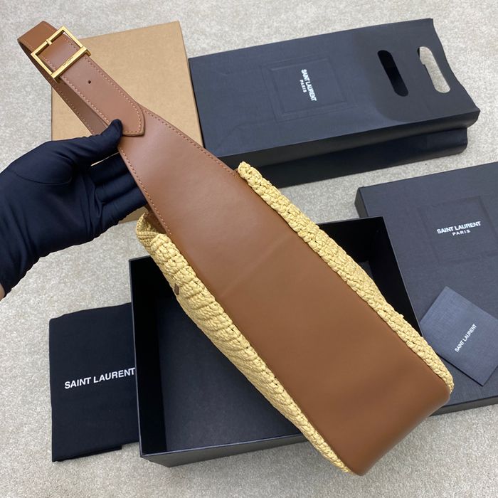 SAINT LAURENT 753837 編み ゴールド 脇下バッグ 大、クラシック 31x30x13cm サイズ:31x30x13cm